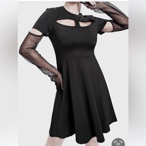 NWT cyclamen black Gothic A line fit and flare mini detailed dress  XS